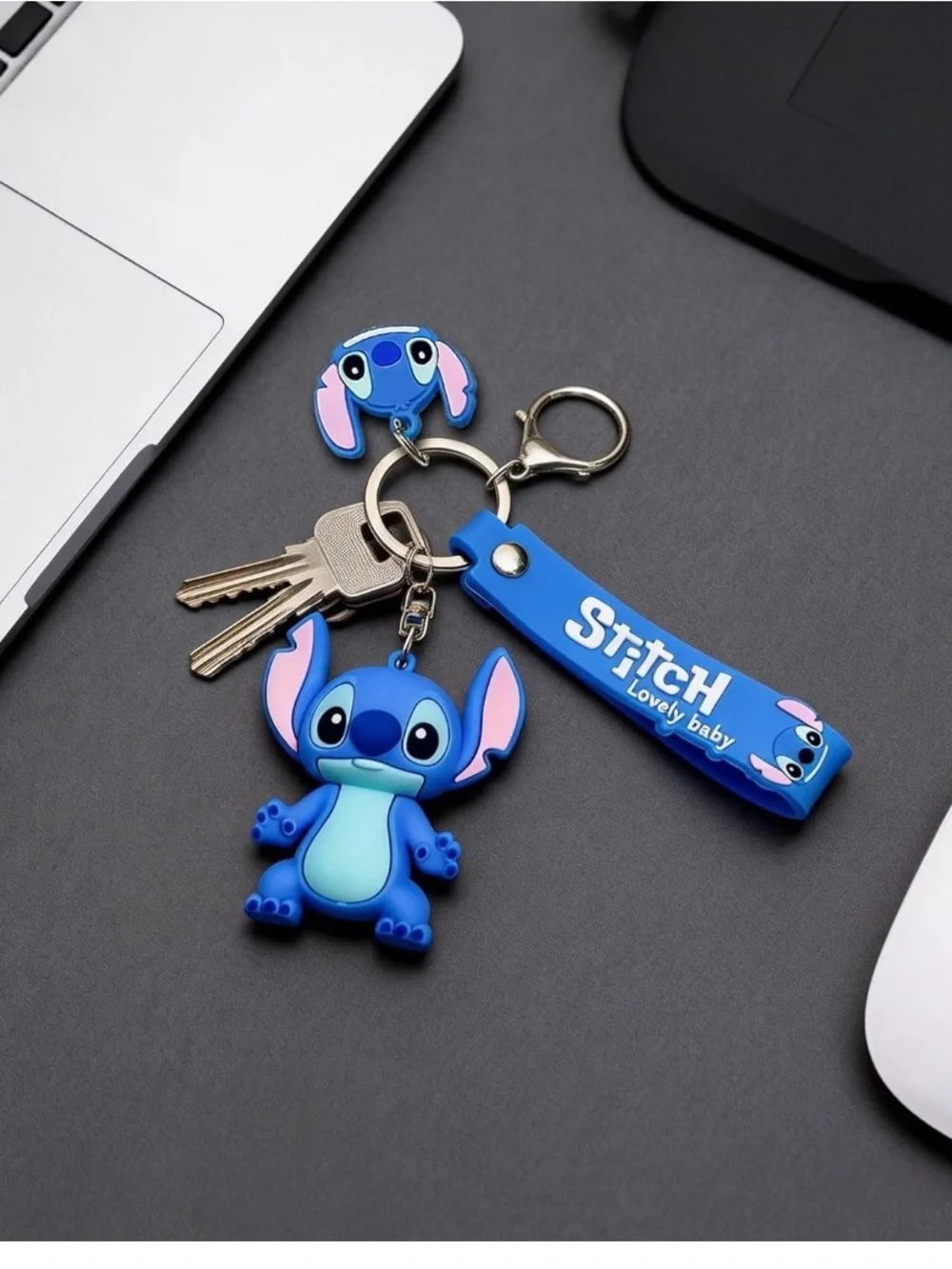 Disney Stitch Keychain Silicone 3D Figure Bag Charm Wristlet Strap Kids Gift